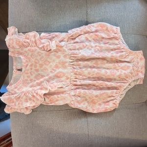 Blush leopard ruffle bubble romper Caden Lane